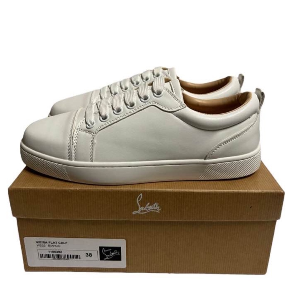 Christian Louboutin Vieira Flat Calf Low Top White Sneaker Trainers IT38 W8